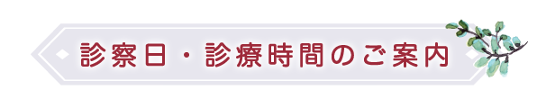 診療日・診療時間のご案内